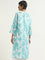 Utsa Turquoise Floral Printed Straight Cotton Kurta