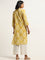 Utsa Yellow Straight Fit Printed Cotton Kurta