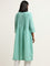 Utsa Turquoise Pintuck Design A-Line Cotton Kurta