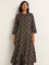 Utsa Black A-Line Printed Kurta