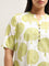 Diza Lime Foliage Printed Straight Cotton Kurta