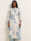 Utsa Blue Botanical Printed A-Line Kurta