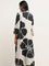 Utsa Black Floral Printed A-Line Kurta