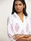 Utsa Lilac Floral Patterned A-Line Cotton Kurta