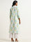 Utsa Turquoise Floral Patterned A-Line Cotton Kurta