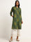 Utsa Green Straight Fit Printed Cotton Kurta