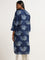 Utsa Indigo Printed Cotton A-Line Kurta