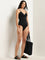 Wunderlove Swimwear Black Ruched Design Wundersculpt Swimsuit