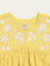 Utsa Kids Yellow Embroidered Cotton Blend Empire Dress (8 -14yrs)