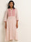 Utsa Pink Stripe Printed A-line Kurta