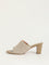 LUNA BLU Beige Peep Toe Block Heel Sandals