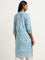 Utsa Blue Ikat Printed Straight Cotton Kurta