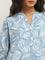 Utsa Blue Leaf Patterned Straight Kurta