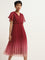 Wardrobe Maroon Pleated A-Line Dress