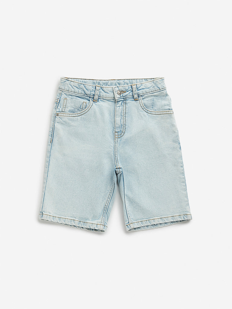 HOP Kids Light Blue Mid Rise Shorts