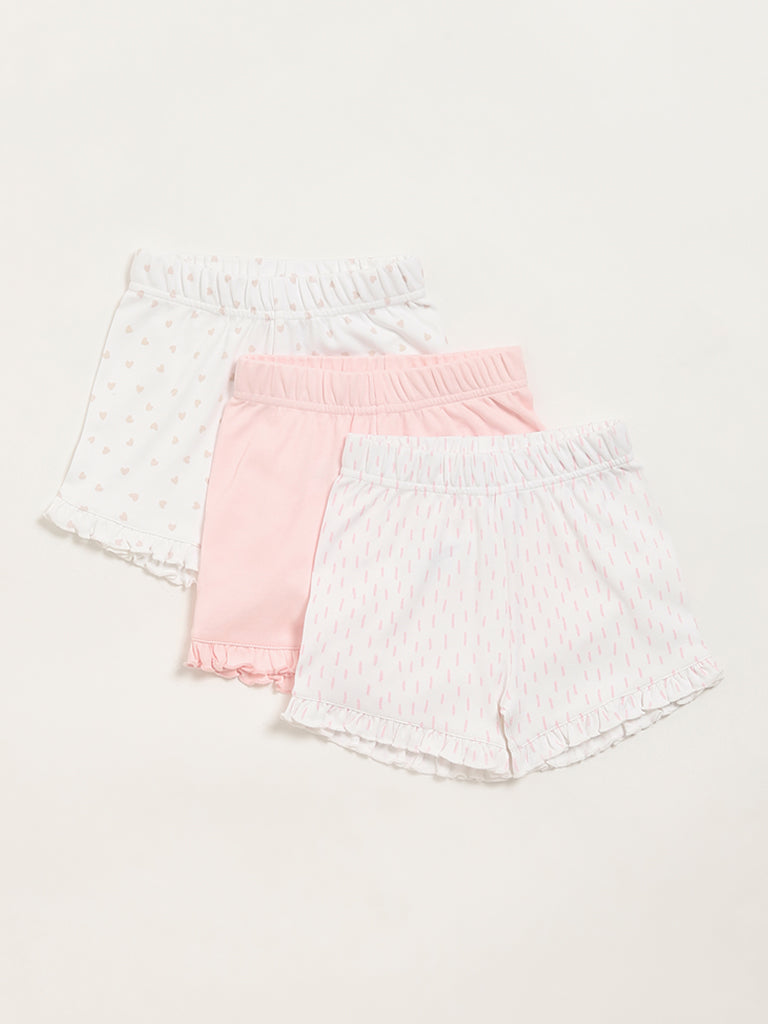 HOP Baby Multicolour Printed Ruffle Shorts - Pack of 3