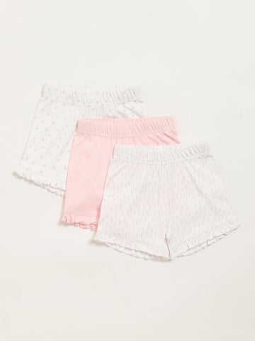 HOP Baby Multicolour Printed Ruffle Shorts - Pack of 3