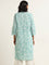 Utsa Turquoise Straight Fit Printed Cotton Kurta