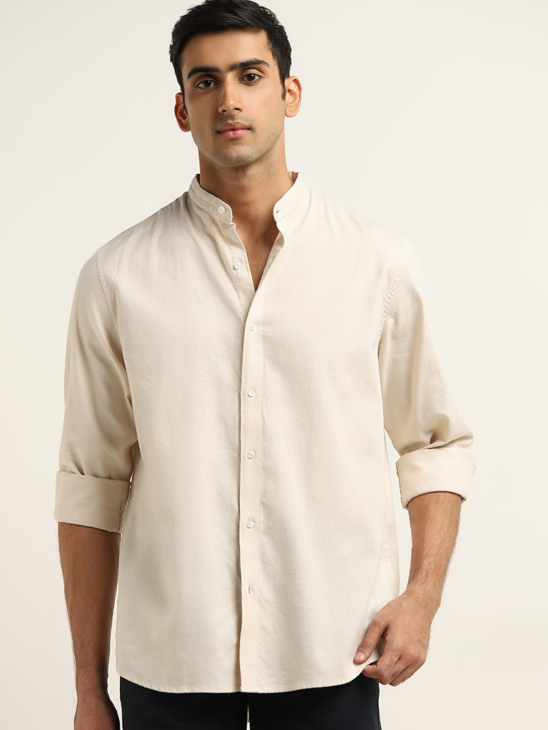 Ascot Light Beige Solid Relaxed Fit Shirt