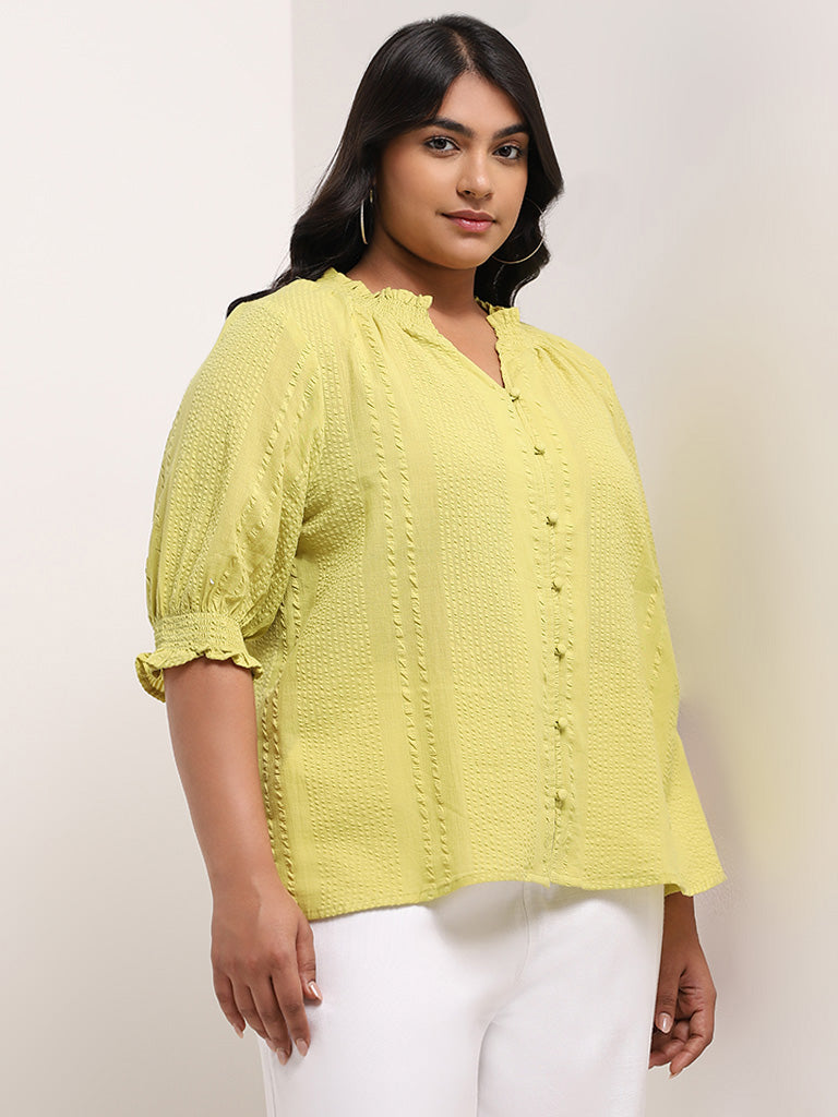 Gia Lime Cotton Ribbed Top