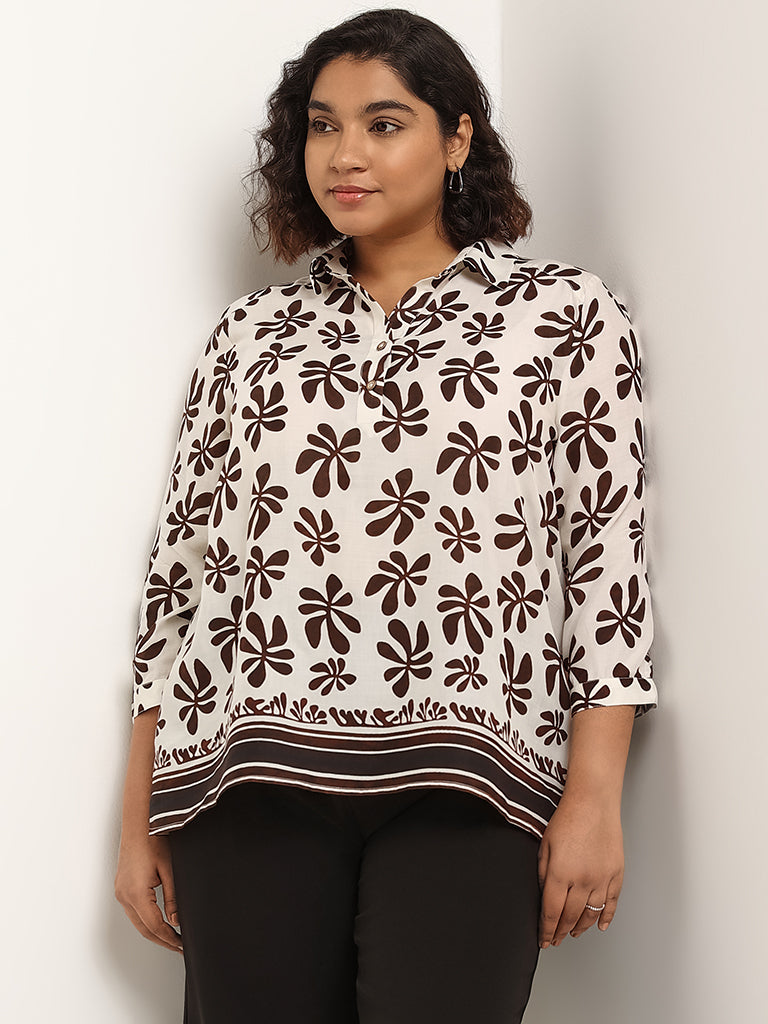 Gia White Printed Blouse