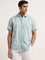 WES Casuals Aqua Seersucker Relaxed-Fit Cotton Shirt