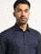 WES Formals Navy Checkered Relaxed Fit Shirt