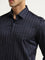 WES Formals Navy Striped Slim Fit Shirt