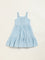 Utsa Kids Blue Schiffli Tiered Dress