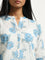 Utsa Blue Floral Printed Straight Cotton Kurta