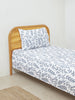 Westside Home Dusty Blue Leaf Design Single Bed Flat sheet and Pillowcase Set