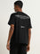 Studiofit Black Text Embossed Relaxed Fit T-Shirt