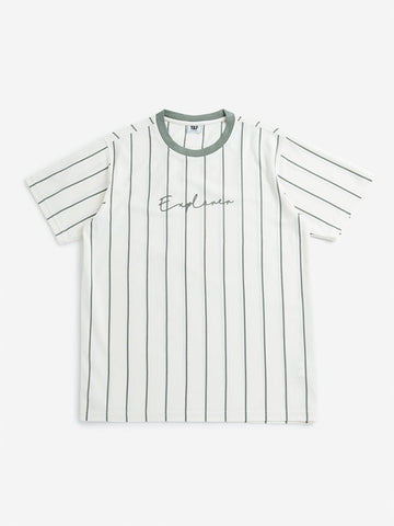 Y&F Kids Off-White Striped T-Shirt