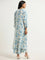 Utsa Blue Floral Printed A-Line Kurta