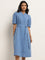 Wardrobe Blue Straight Dress with Belt