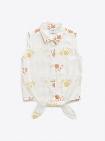 HOP Kids Off-White Sun Printed Shirt