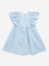 HOP Kids Blue Checkered Design A-Line Cotton Dress