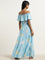 Bombay Paisley Blue Floral Printed Tiered Dress