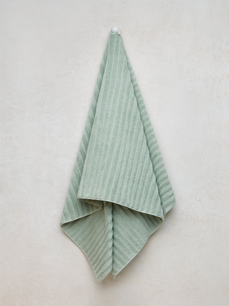 Westside Home Light Sage Self-Striped Luxe Bath Towel