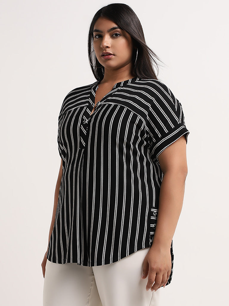 Gia Black Striped Blouse