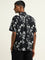 ETA Black Floral Printed Relaxed-Fit Cotton Shirt