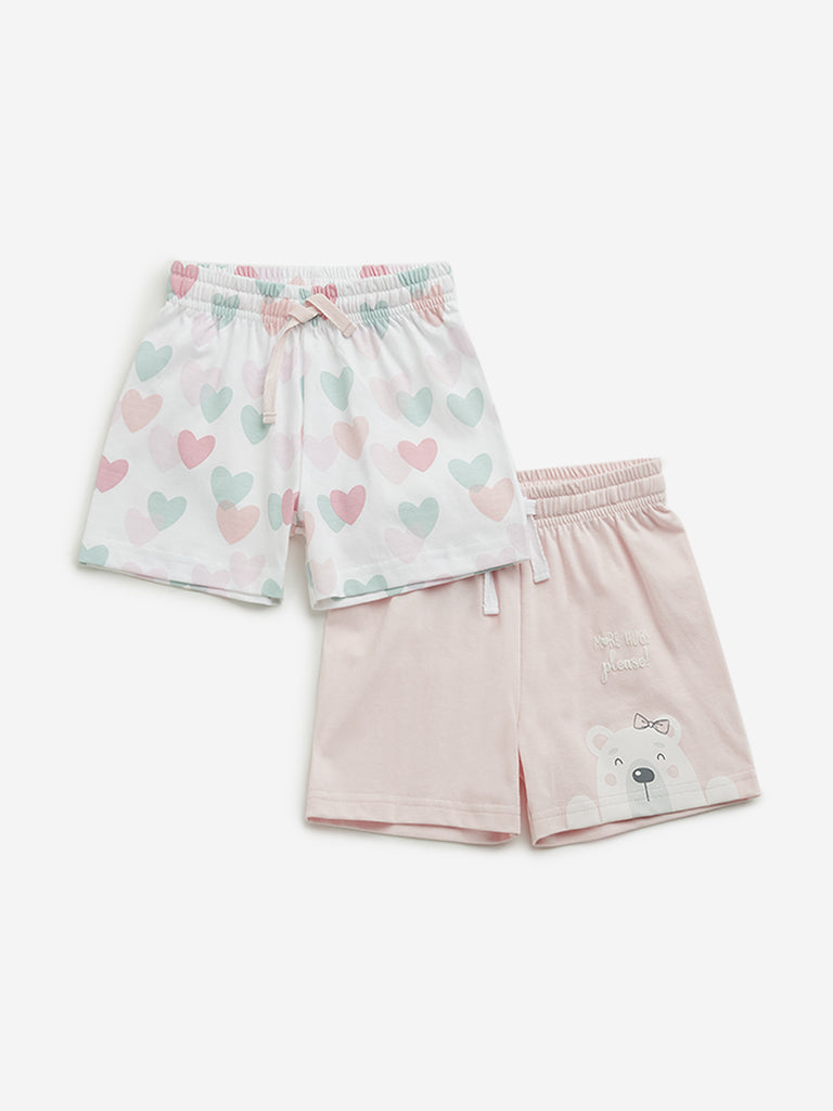 HOP Baby Pink Printed Shorts - Pack of 2