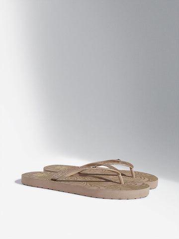 LUNA BLU Gold Leaf Design Flip-Flop