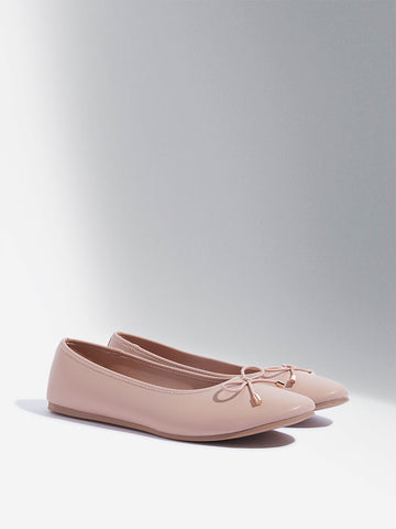 LUNA BLU Blush Pink Bow-Detailed Ballerina