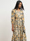 LOV Beige Floral Printed Tiered Dress with Belt