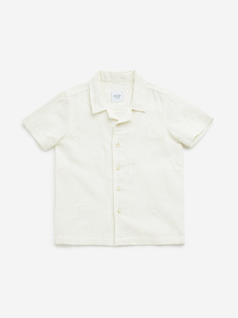 HOP Kids Off-White Embroidered Cotton Shirt