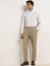 WES Formals Beige Pinstripe Design Relaxed-Fit Shirt