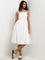 LOV White Pleated Cotton A-Line Dress