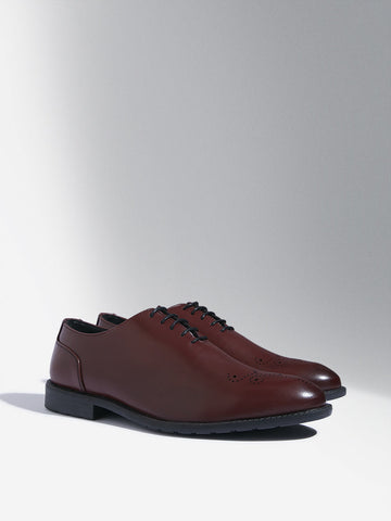 SOLEPLAY Maroon Perforated Lace-Up Shoes