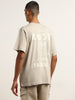 Nuon Beige Typographic Print Cotton T-Shirt